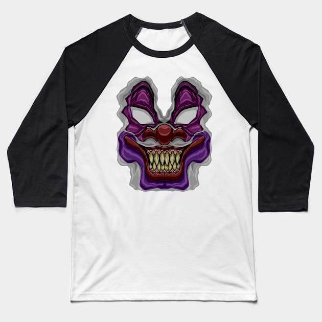 crazy clown face Baseball T-Shirt by JiraDesign